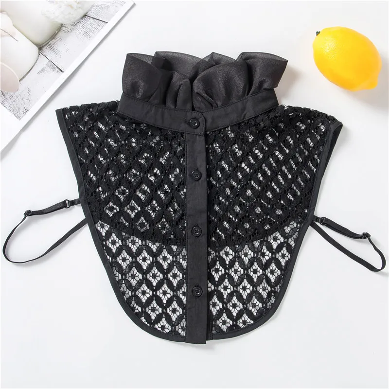 

Women Lace Hollow Stand Fake Collar Detachable Lapel Choker Necklace Shirt Blouse Shirt Sweater Female Chiffon False Collar