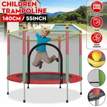 55 Inch Trampoline with Safety Enclosure Indoor Outdoor Trampoline Colorful Foldable Design Jumping Bed for Kids Children Toy