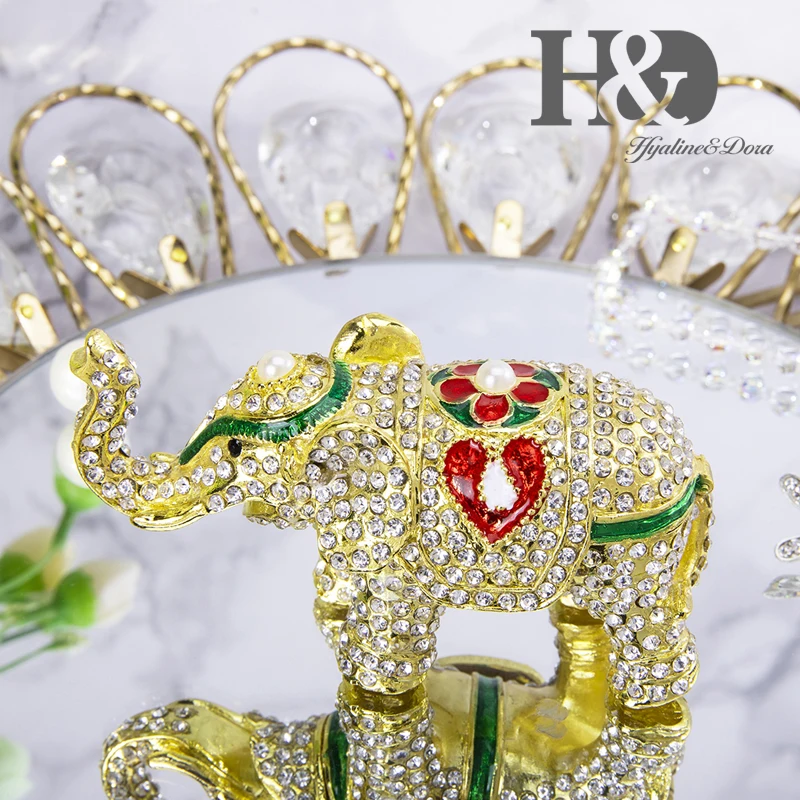 H& D ручная роспись, эмалированная фигурка слона, животное, декоративное украшение, навесные коробки для украшений, брелок, уникальный подарок для домашнего декора