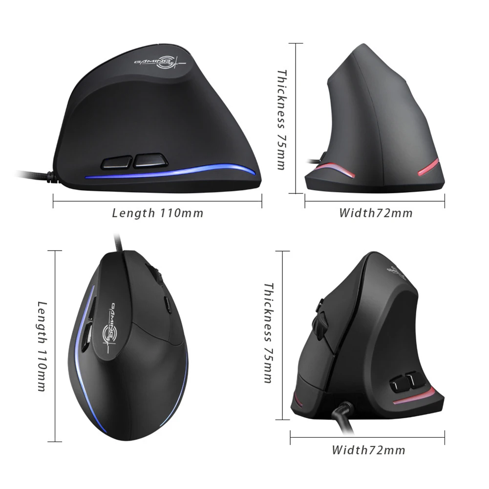 

T20 Vertical Gaming Mouse 3200 DPI Adjustable USB Wired Mouse Rechargeable Ergonomic 6 Buttons Gamer Mice for Laptop PC Computer