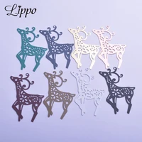 30pcs ac4269 3445mm filigree christmas deer charms brass elk pendant diy earring findings