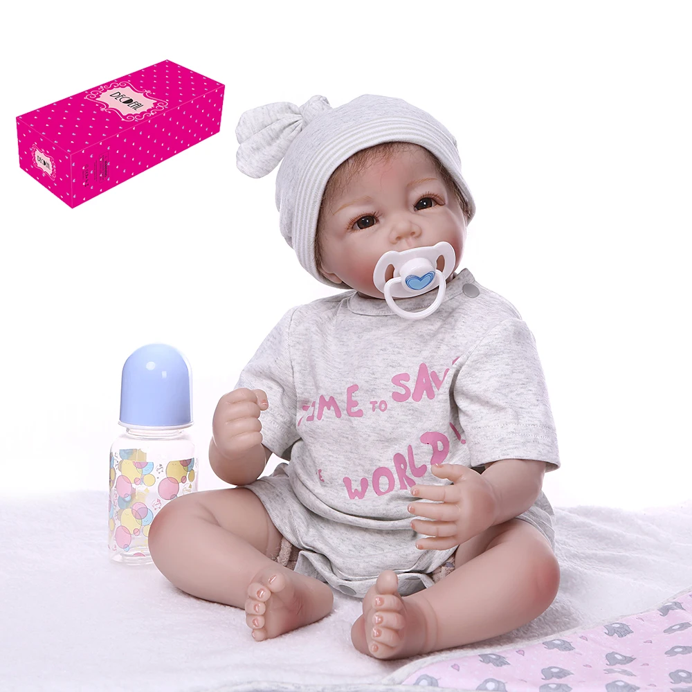 Decdeal Силиконовые Винил Reborn Baby Doll реалистичные глаза открытые Детские куклы 50 см/48
