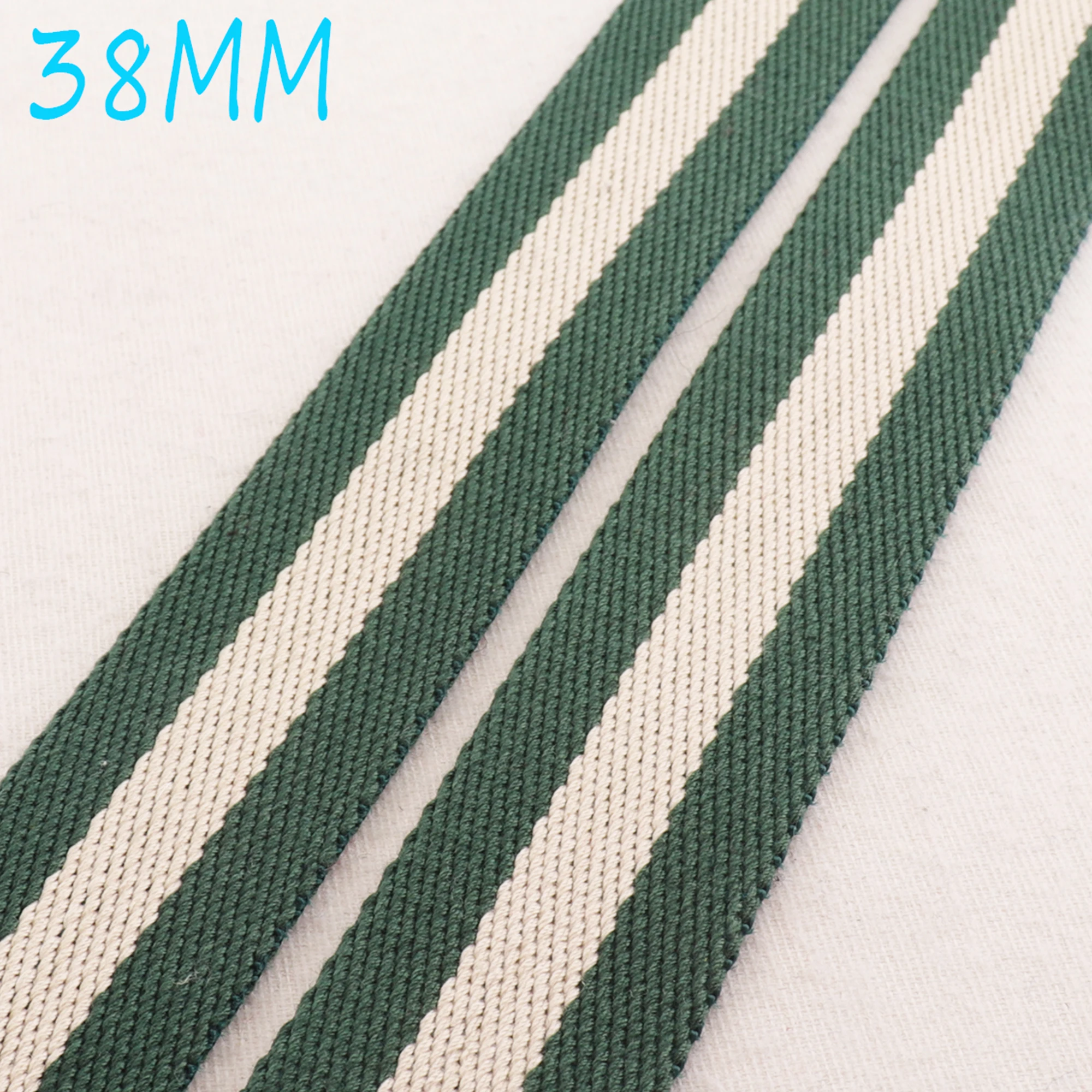 Хлопковая тесьма 1 1/2 дюйма лента в зеленую и бежевую полоску для ключей ручки