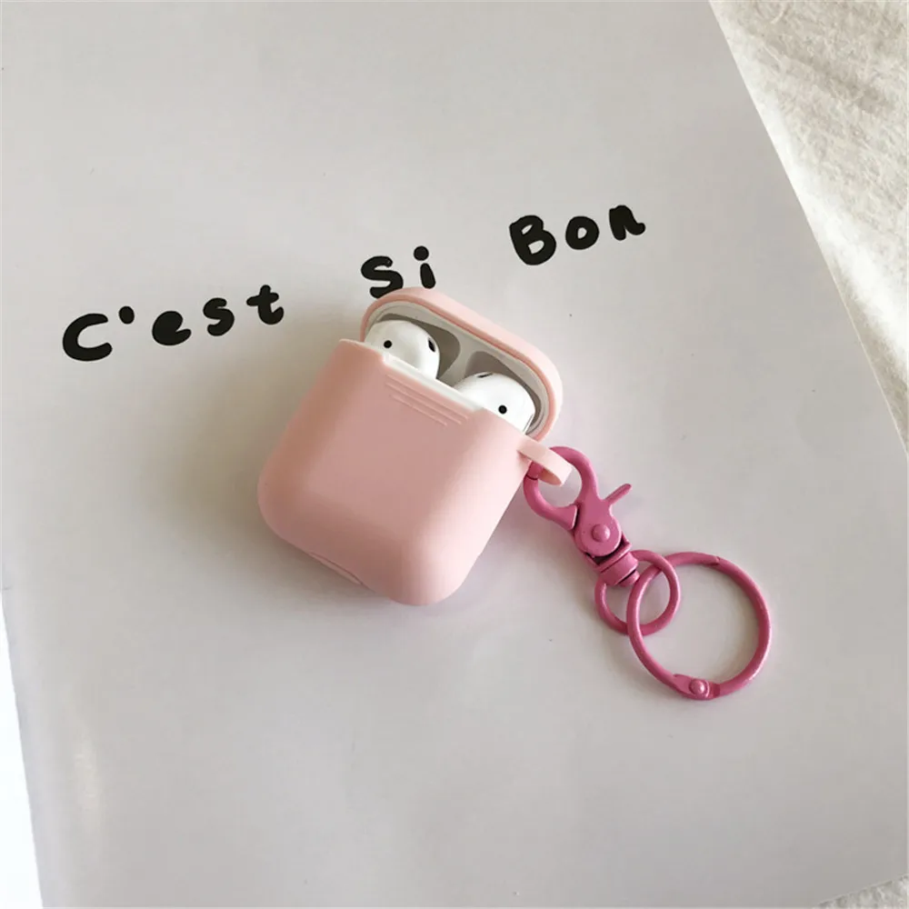 

Silicone For Apple airpods case cute Luxury with keychain colorful wireless bluetooth headset protective cover For airpods 1case