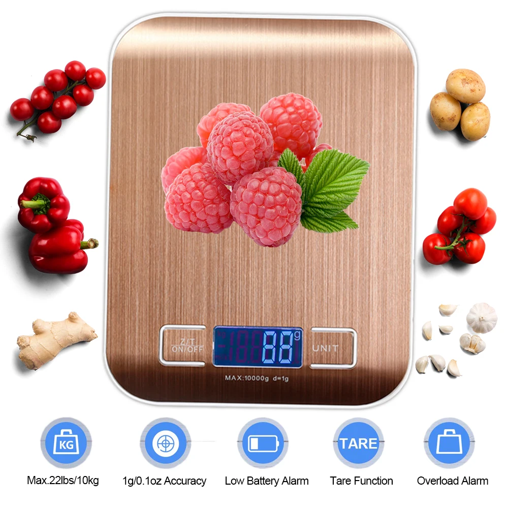 

Stainless Steel Food Scale, Rechargeable/Battery Digital Kitchen Scale Gram s/oz for Cooking Baking, 1g/0.1oz Precise Graduation