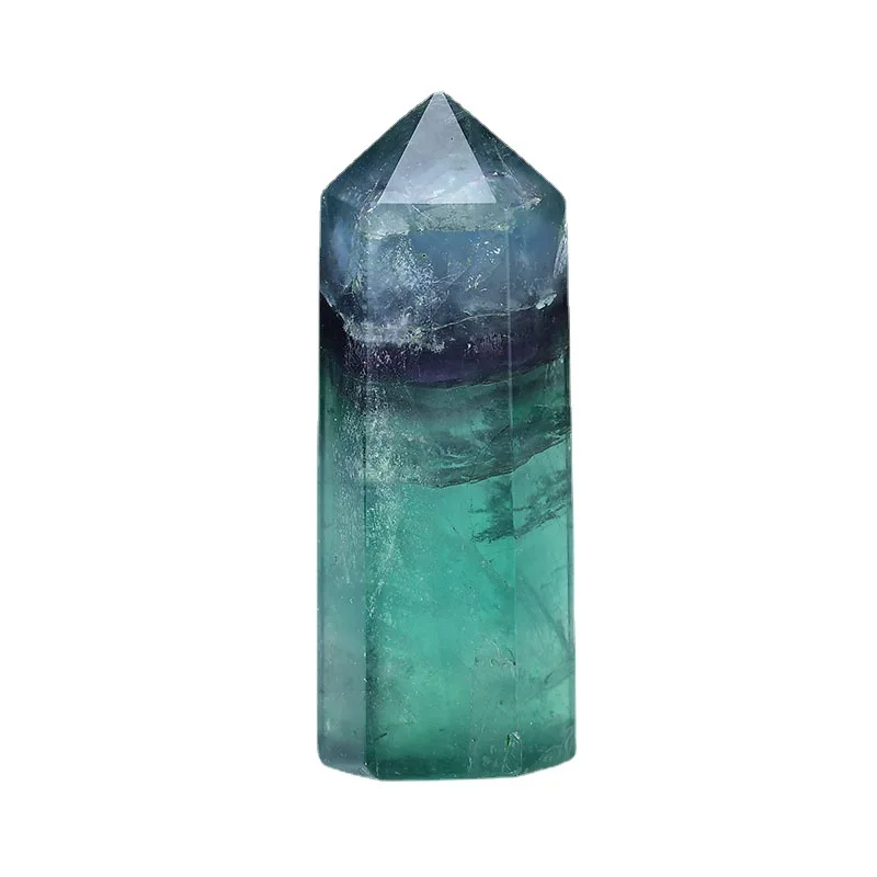 

Natural aura green fluorite crystal chakra ornaments meditation transfer degaussing crystal stone home crystal column prediction