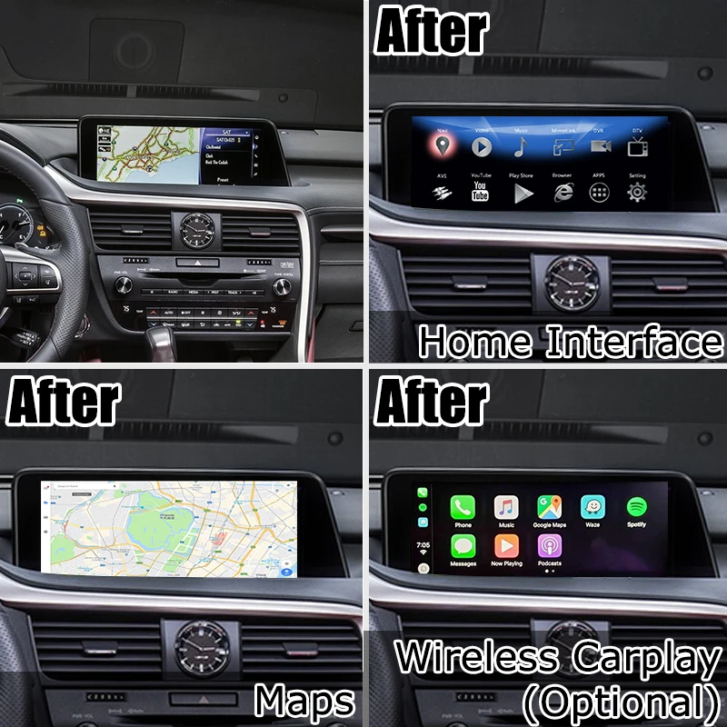 Android/carplay интерфейсная коробка для Lexus RX- 12,3 видео интерфейс с дистанционным сенсорным управлением RX350 RX450h по lsailt