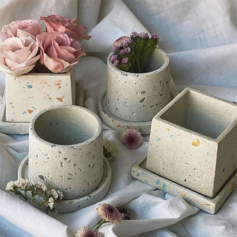 Круглый и квадратный бетонный цветочный горшок форма для растений суккулентов