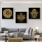 Золотая и черная Мандала Лотос Искусство Холст Картина на стену постеры принты религия настенные картины для декора гостиной