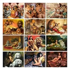 Холст Размер 5d Diy Алмазная картина мозаика Лев женщина домашний декор Алмазная вышивка, портрет животное алмазное искусство