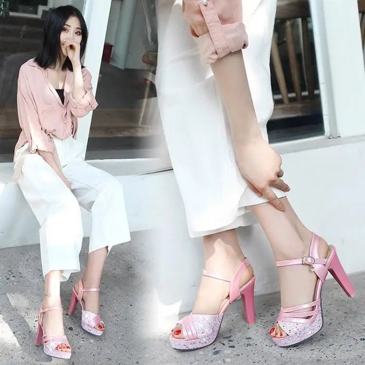 Женские босоножки на толстой подошве Водонепроницаемые платформе и высоком