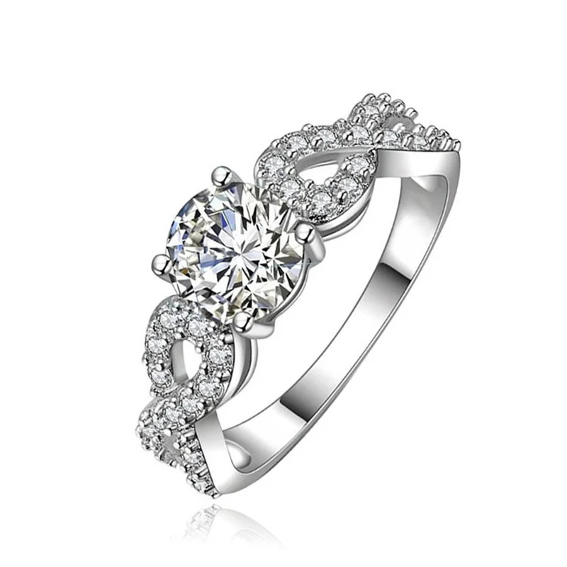 Изысканные обручальные и свадебные кольца с фианитом для женщин серебряного