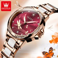 olevs 2021 new casual fashion ladies automatic mechanical watch ceramic steel band waterproof luminous pointer watches 6610