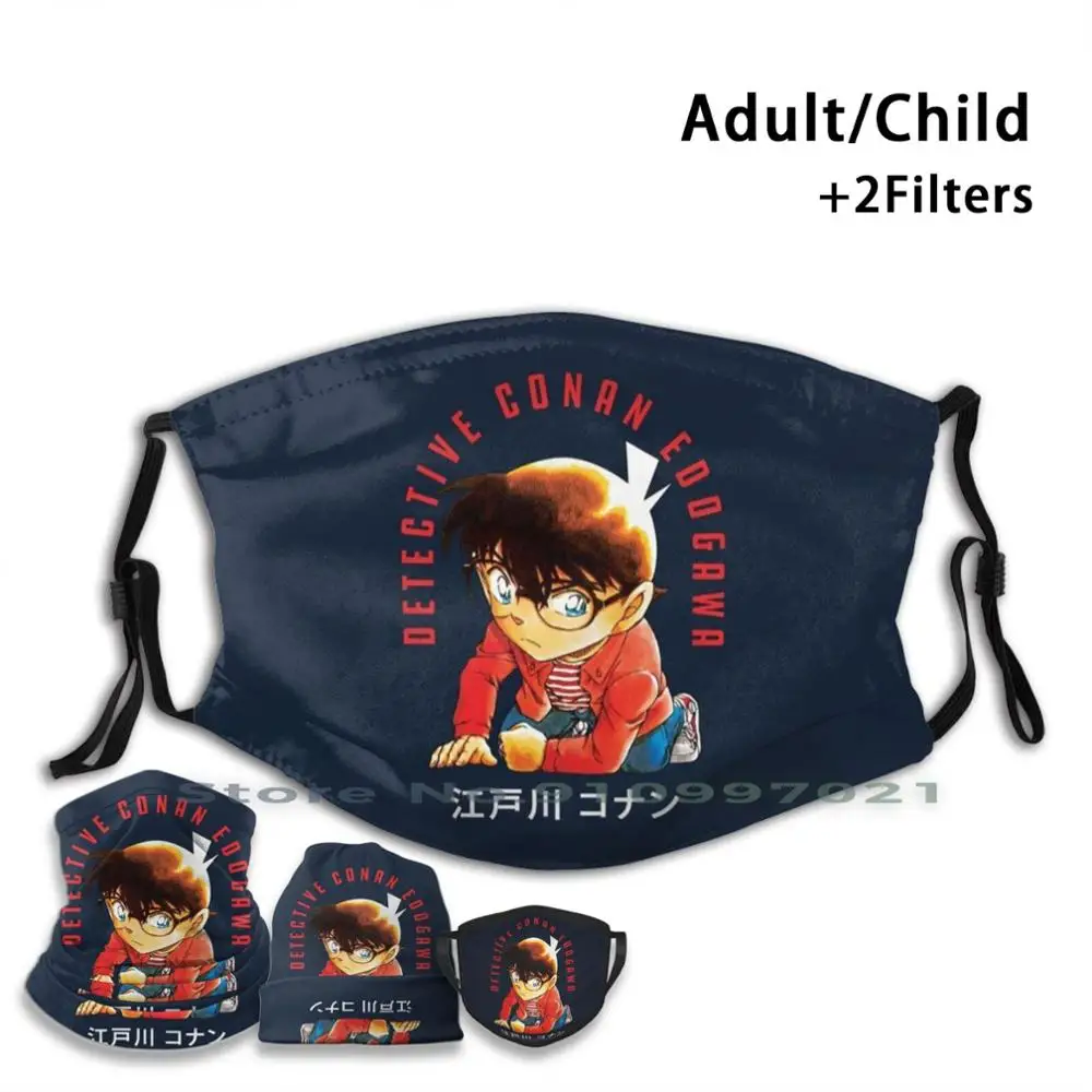 Детектив Conan Edogawa Print Pm2.5 фильтр многоразовая маска для лица детей и взрослых Аниме