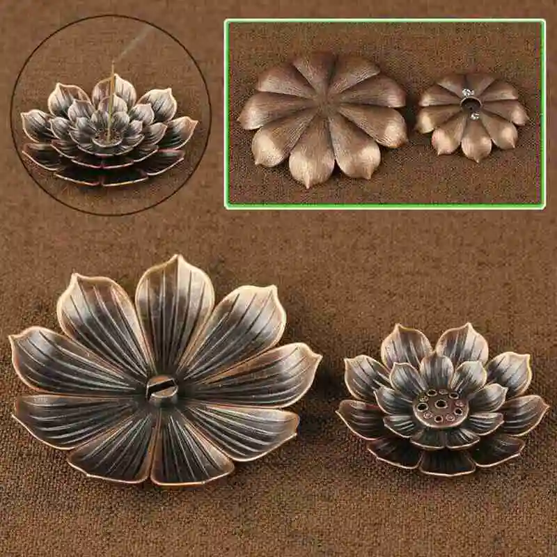 

Copper Portable Incense Holder Mini Lotus Flower Incense Sticks Burner Cones Censer Teahouse Home Daily Decoration Accessories