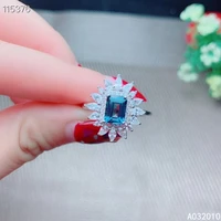 boutique fine jewelry 925 sterling silver natural gem stones blue topaz adjustable female miss woman girl ring support test