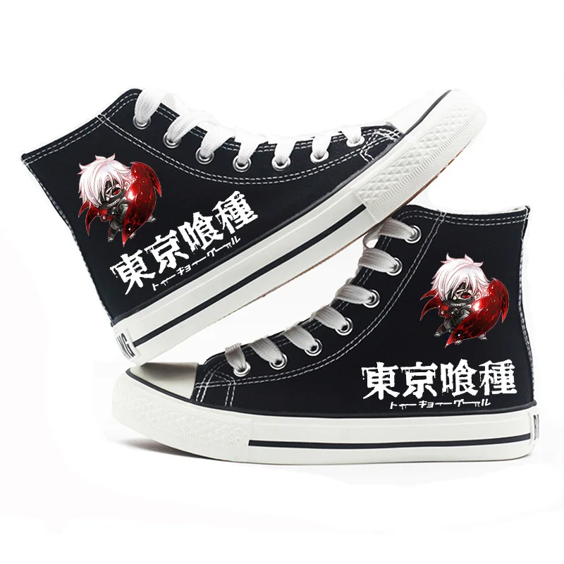 

Men Sneakers Tokyo Ghoul Cloth Shoes anime cosplay Print couple shoes black Hight cut Canvas Shoes 2021 new anime shoes