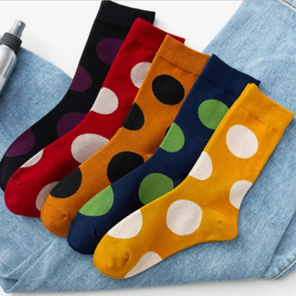 Женские Носки Happy на осень и зиму модные забавные длинные хлопковые носки в