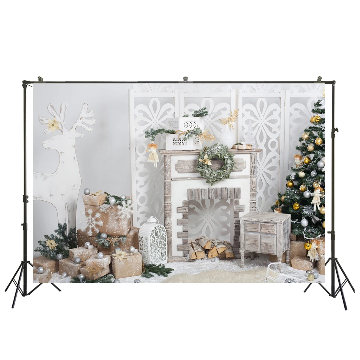 Фон фотографии рождественской елки подарка и студий фон для фотосъемки фото