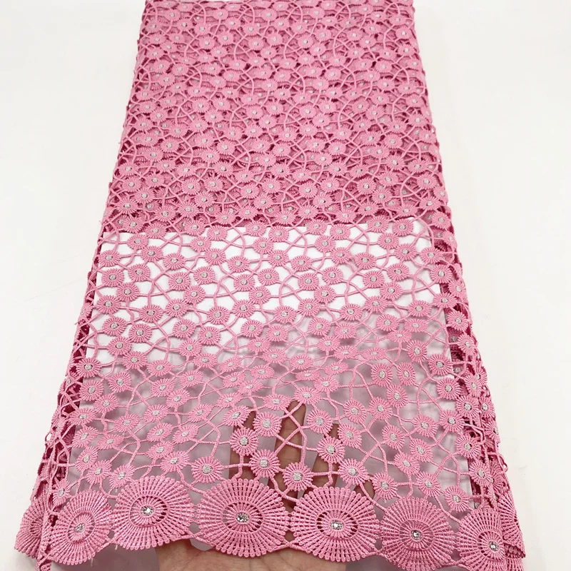 Бледно розовый высокого качества швейцарская гипюровая кружевная ткань для