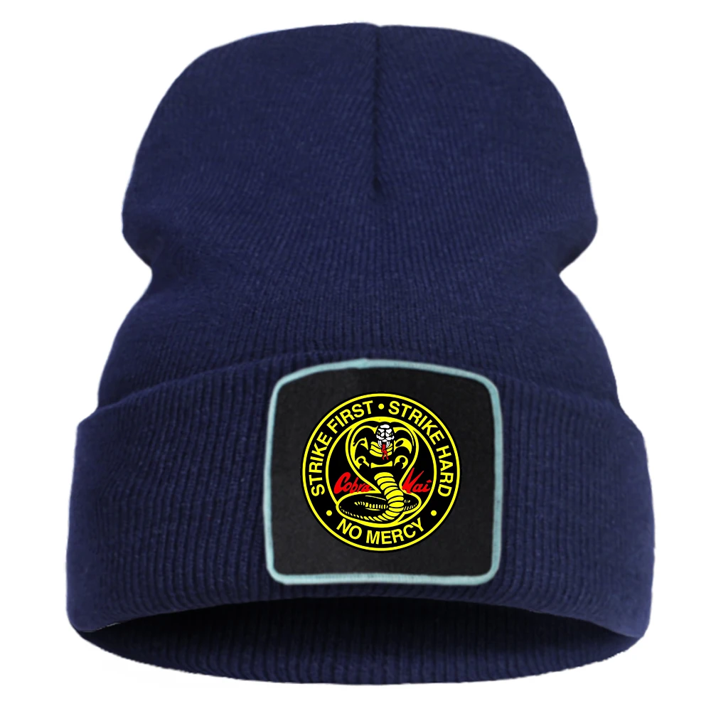 

Cobra Strike First Strike Hard Prints 2020 Knitted Hats Fashion Casual Unisex Hats Hip Hop Warm Beanie Cap Quality Outdoor Hat