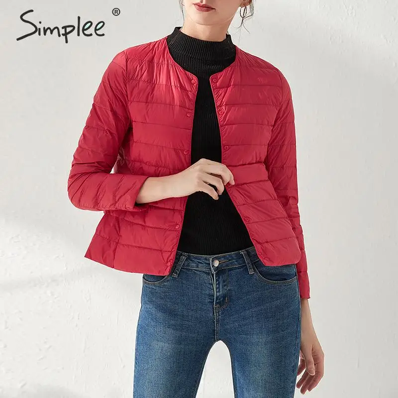 Simplee Повседневный светильник женские теплые парки на пуговицах с длинным рукавом