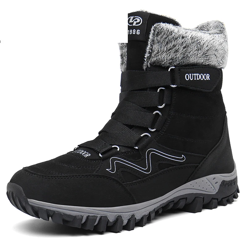 

Супертеплые мужские зимние ботинки до середины икры, мужские зимние лакированные ботинки, водонепроницаемые сохраняющие тепло высокие бот...