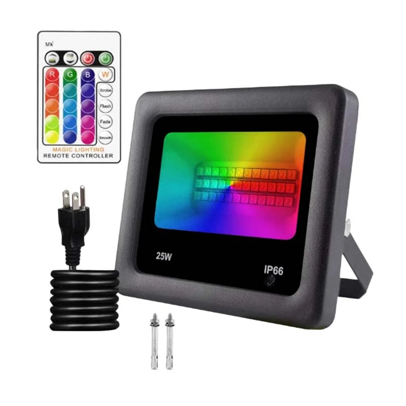 

RGB прожекторы 25 Вт светодиодсветодиодный прожекторы с дистанционным управлением IP66 Водонепроницаемые 16 цветов и 4 режима для сада, сценичес...