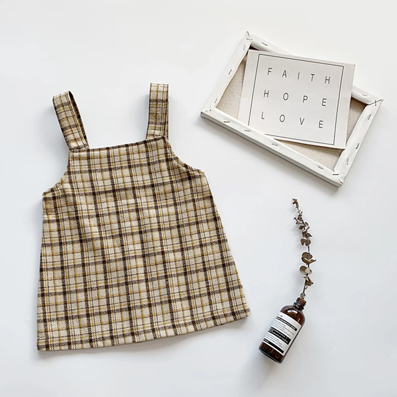 Welaken/клетчатое платье на бретелях платья для маленьких девочек с карманами и