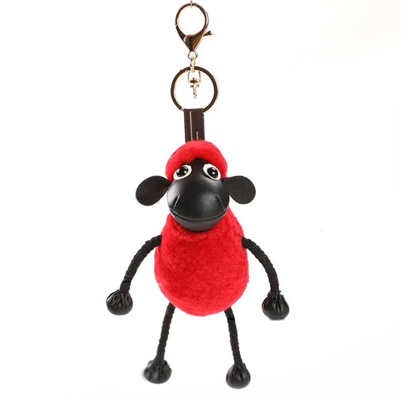 

13cm Alpaca Plush Red lamb Keychain Shaun the Sheep Kawaii Pendant Animal Soft Doll Character Kids Baby Friend ‘s Birthday Gifts