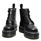 Женские ботинки на платформе, кожаные ботинки на молнии с круглым носком, боевые ботинки, зима 2021