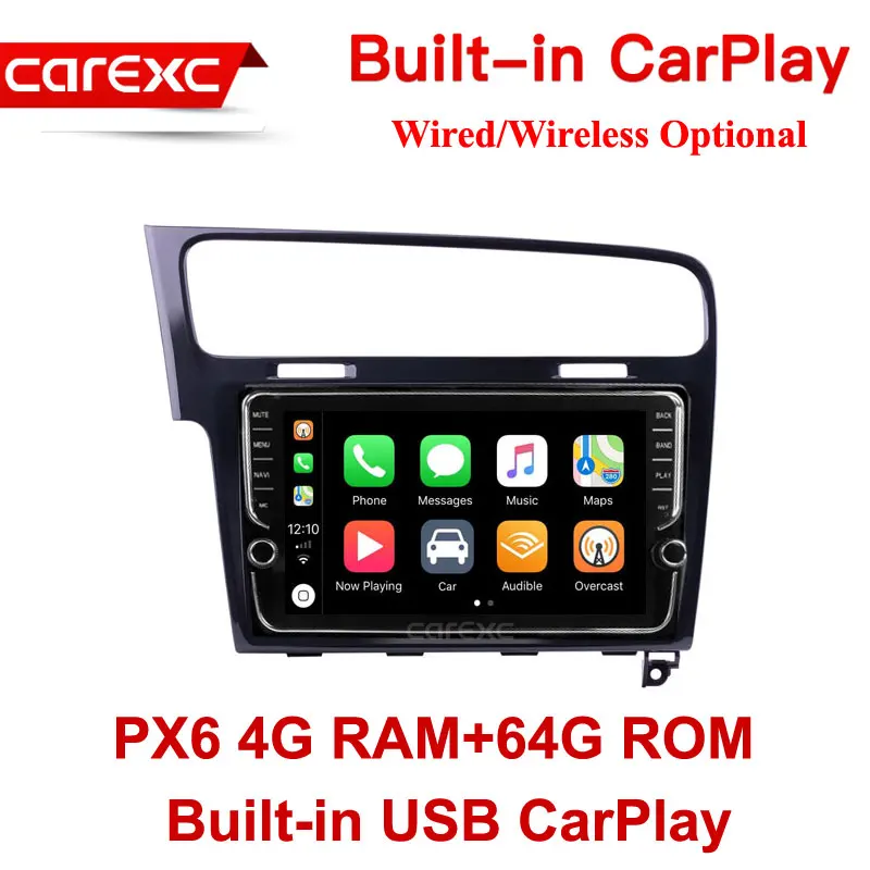PX6 64G ROM Wired CarExc Авторадио Android 9,0 автомобильный Muiltmedia плеер для VW Volkswagen Golf 7 2013 головное устройство встроенный CarPlay с gps-навигацией без DVD - Цвет: PX6 64G ROM Wired