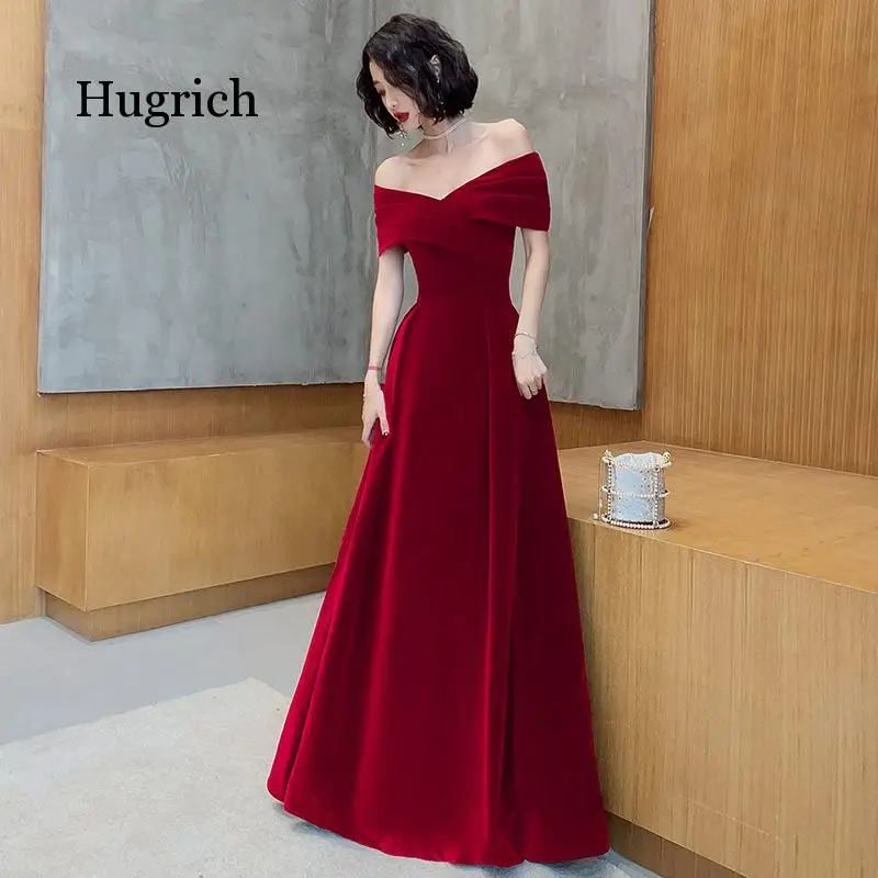 

Длинное вельветовое платье цвета красного вина с одной линией плеча, 2020