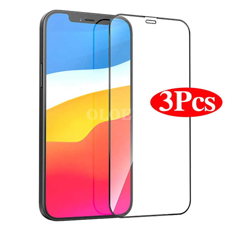 

3Pcs 9D Tempered Glass Screenprotector For iphone 12pro Max 12 Screen Protector Case For iphone 11 X XR XS Max iphone12 pro Film