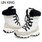 Модные теплые плюшевые ботинки для женщин; Зимняя обувь; Зимние ботинки на массивной платформе; Хлопковая обувь на толстой танкетке; Однотонные высокие ботинки