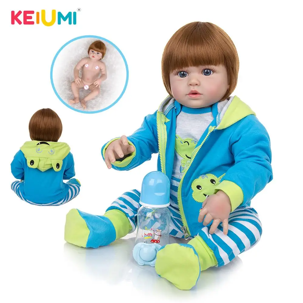 

KEIUMI 23 Inch Lifelike Reborn Baby Dolls Full Body Silicone Vinyl Cool Reborn Bebe Dolls Toys For Toddler Playmate Gifts