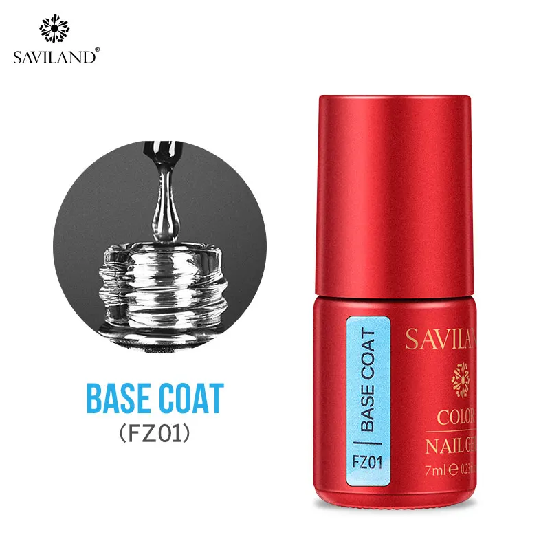 7ML BASE COAT SAVILAND 1 шт чистящий 10 мл матовый гель, топ УФ-гель для дизайна ногтей лак замачиваемый УФ-гель прозрачный Гель-лак для салона - Цвет: 7ML BASE COAT