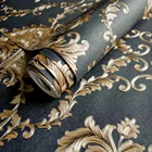 10 м Высококачественная Черная Золотая Роскошная тисненная Текстура металлик 3D Дамасская настенная бумага для стен моющаяся виниловая ПВХ настенная бумага