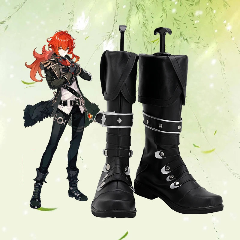 

[Customize]Game Genshin Impact Diluc Boots Halloween Cosplay Shoes For Women Men New 2020 costume