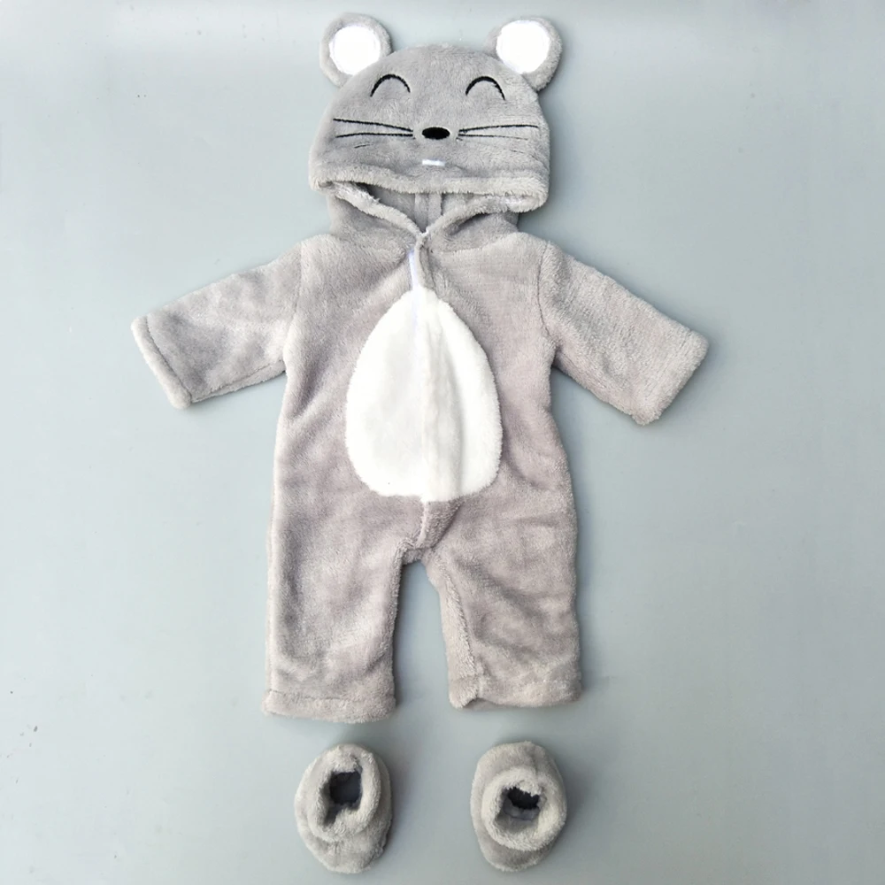 

baby doll clothes for 40cm Baby doll boy clothes pants grey mouse set for 17 inch doll fur jumpsuit