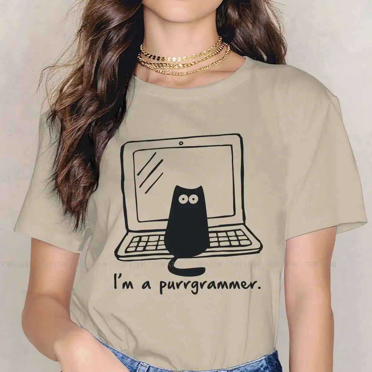 

I'm a Purrgrammer футболка с круглым воротником Cat Moggy Мультфильм Cute Kitten Alley Animal Pure футболка женская индивидуальность размера плюс Big