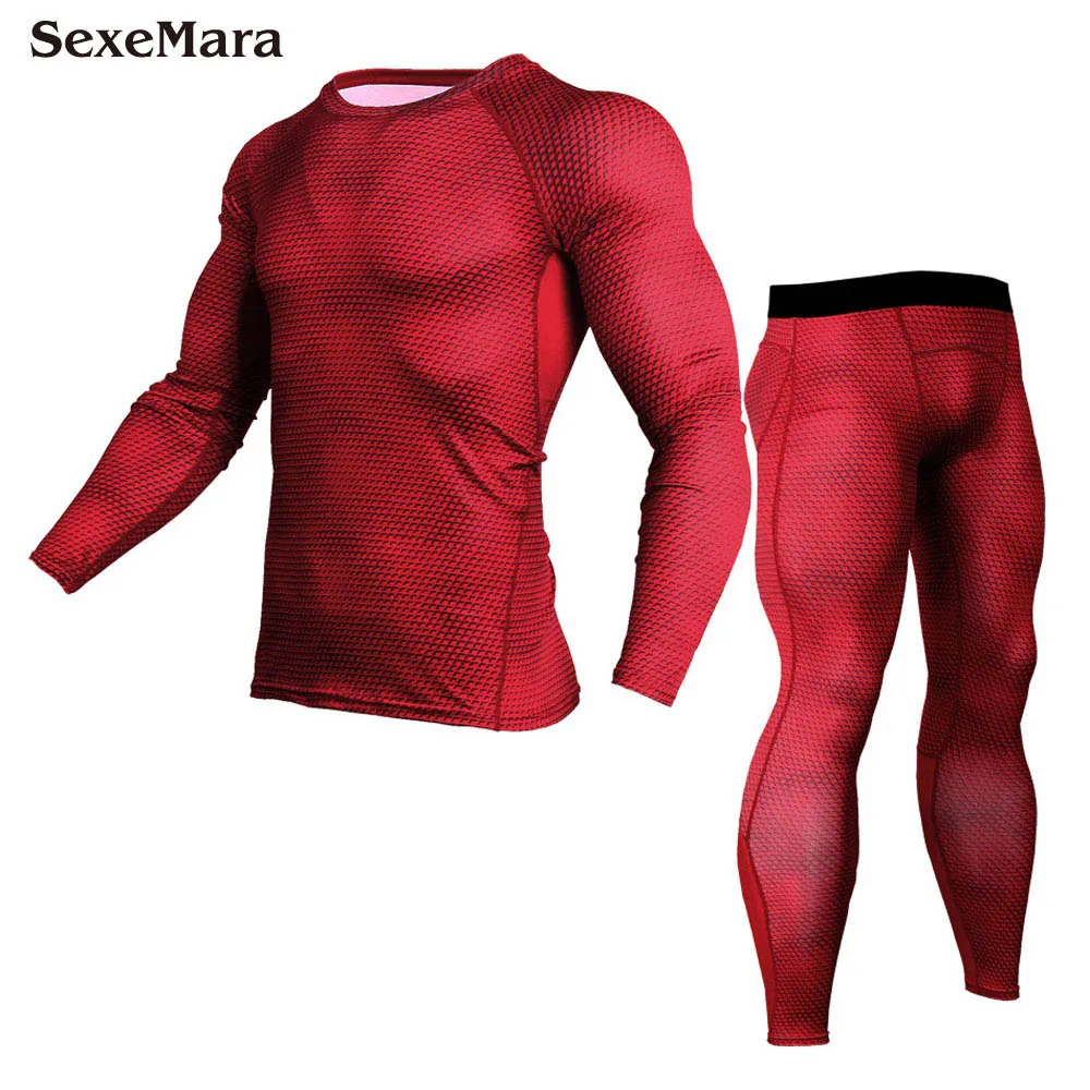 

Men's Fitness Running Outdoor Sports Tights Full Size Set New Men's sports suit Tights leggings Sportswear T-shirt
