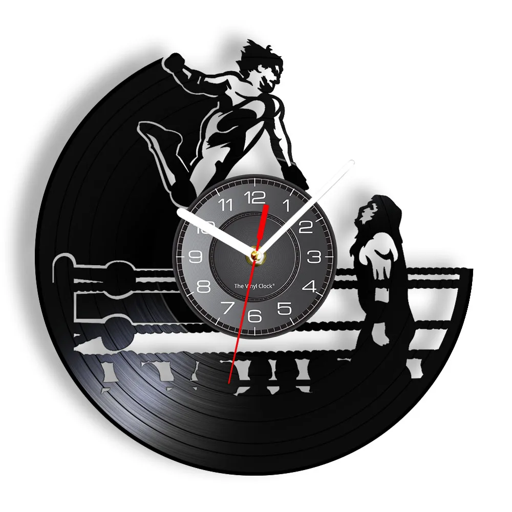 

Boxing Champions Inspired Vinyl Record Wall Clock Fighting Sports Art Decor Hanging Home Gym Fitness Room MMA Fighter Watches