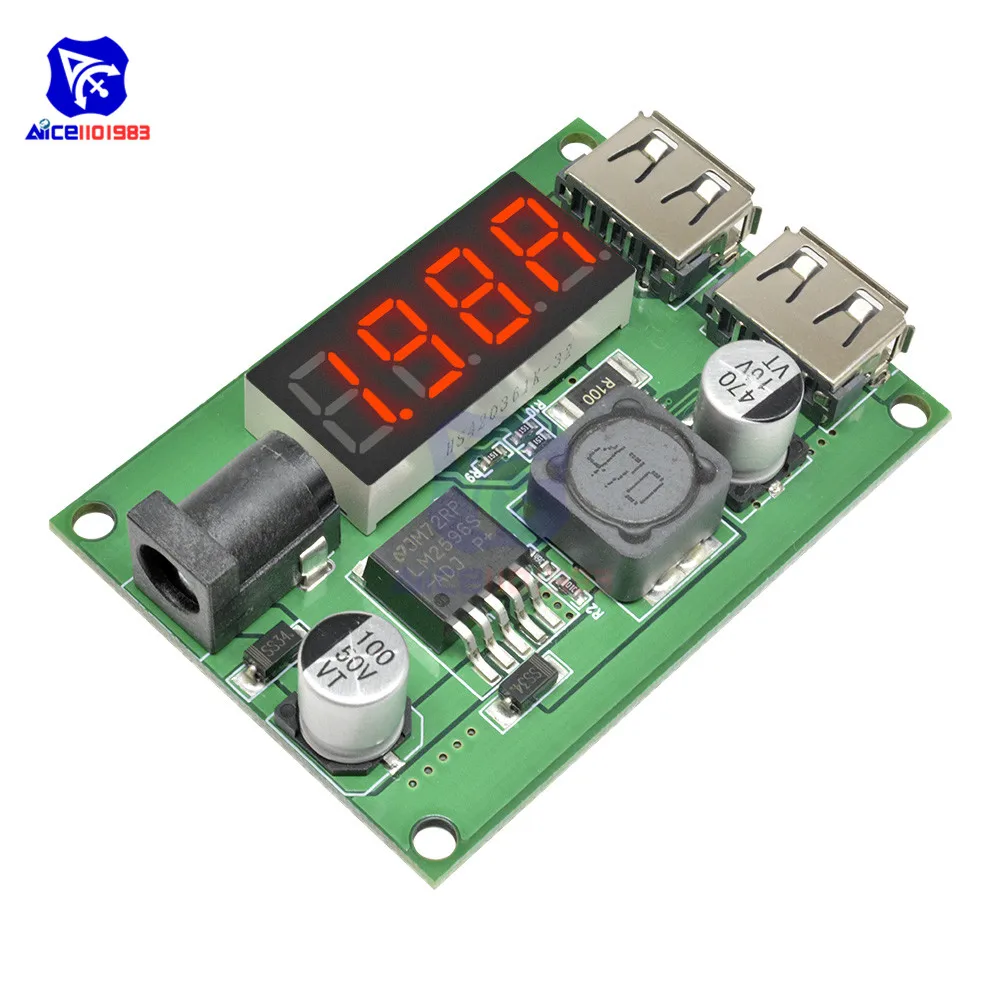 Понижающий преобразователь diymore с двумя USB портами 12 В/24 В/36 В в 5 3 А|dc-dc down|buck
