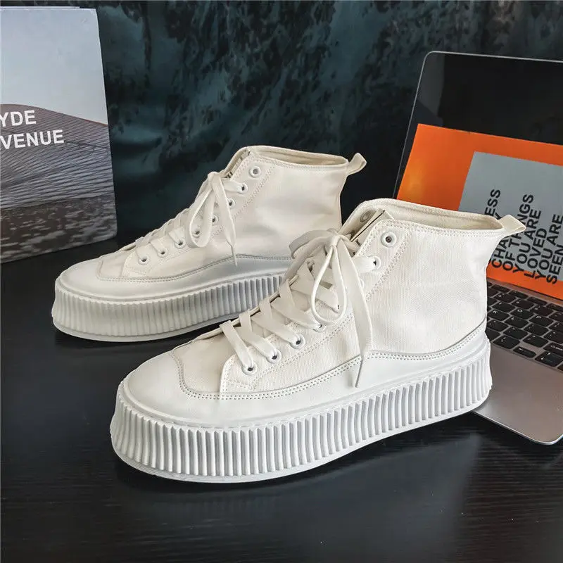 Кеды мужские высокие Вулканизированная подошва холщовые кроссовки удобная