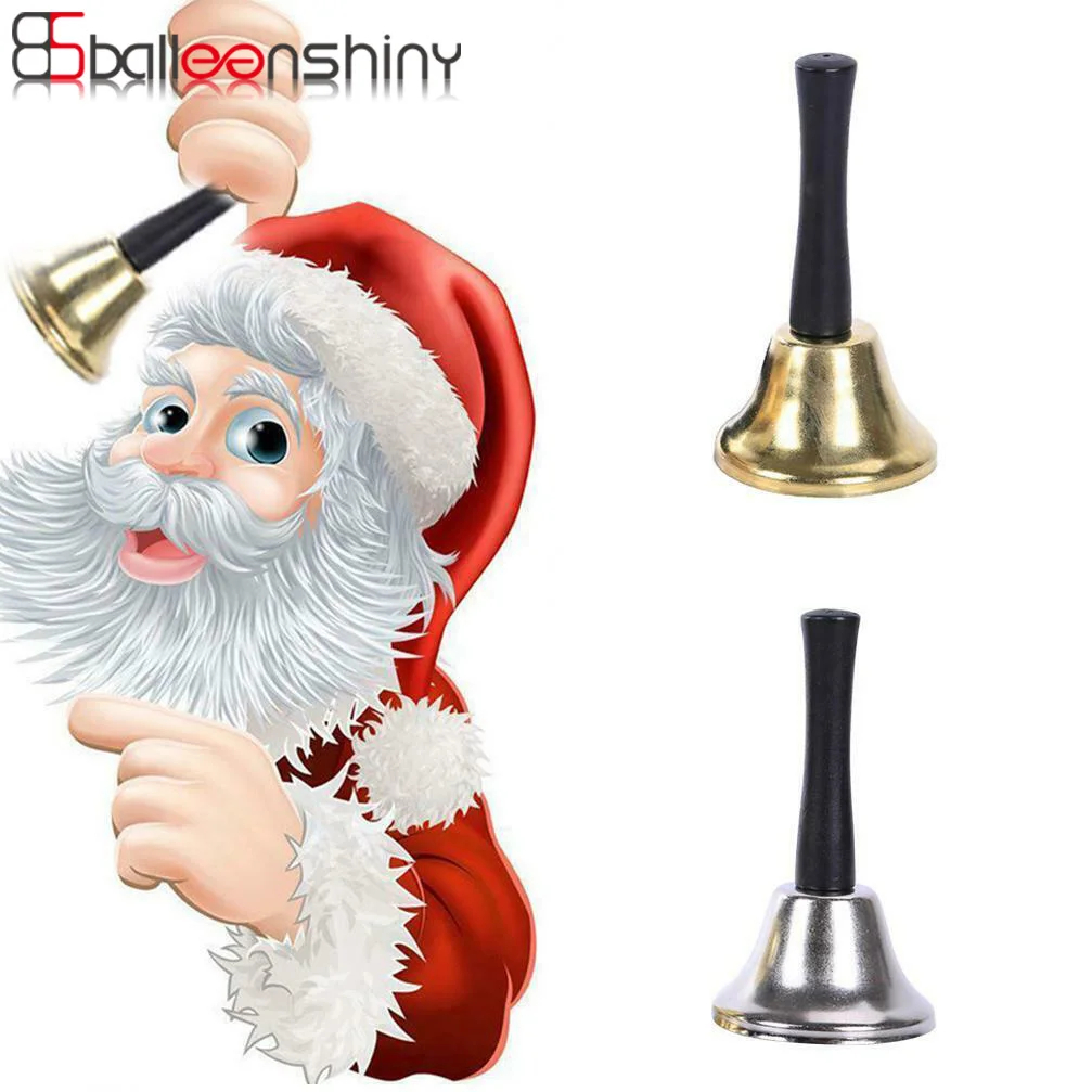 

BalleenShiny Christmas Hand Bell Gold Silver Color New Year Santa Claus Jingle Bells Party Supplies Cristmas Tree Decoration