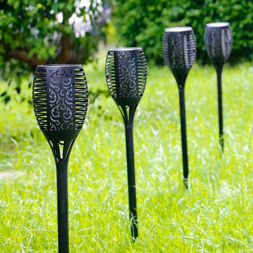 

4PACK 96 LED Solar Garden Lawn Lamp Sensor Outdoor IP65 Waterproof Automatic Lamp Flame Bulb Home Christmas Halloween Decoration