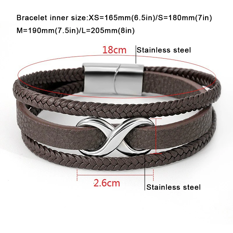 Кожаные браслеты ручной работы мужской браслет двойной круг кожаный нержавеющая