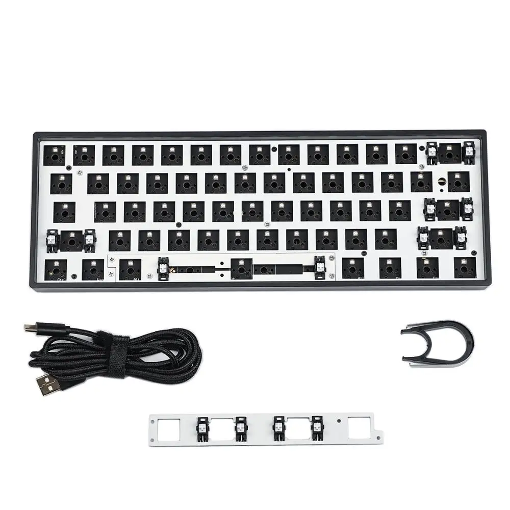 Kit de Teclado Mecânico com Fio Programável Bluetooth Interruptores Substituíveis Space Cherry mx Faça Você Mesmo Rgb Hot Swap Gk61 Gk61xs Gk61x