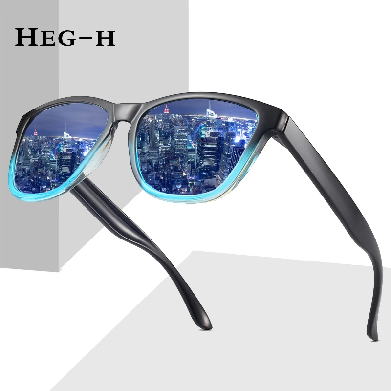 

HEG-H 2021 New Selling Polarized Sunglasses for Men Driving Sun glasses Shades 80's Retro Style Brand Design Square